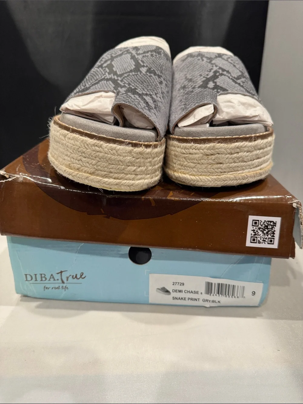 Diba True Gray Demi  Chase Snake-Print Platform Slide